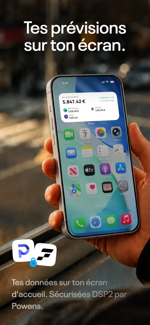 Widget de solde prévisionnel sur l'écran d'accueil